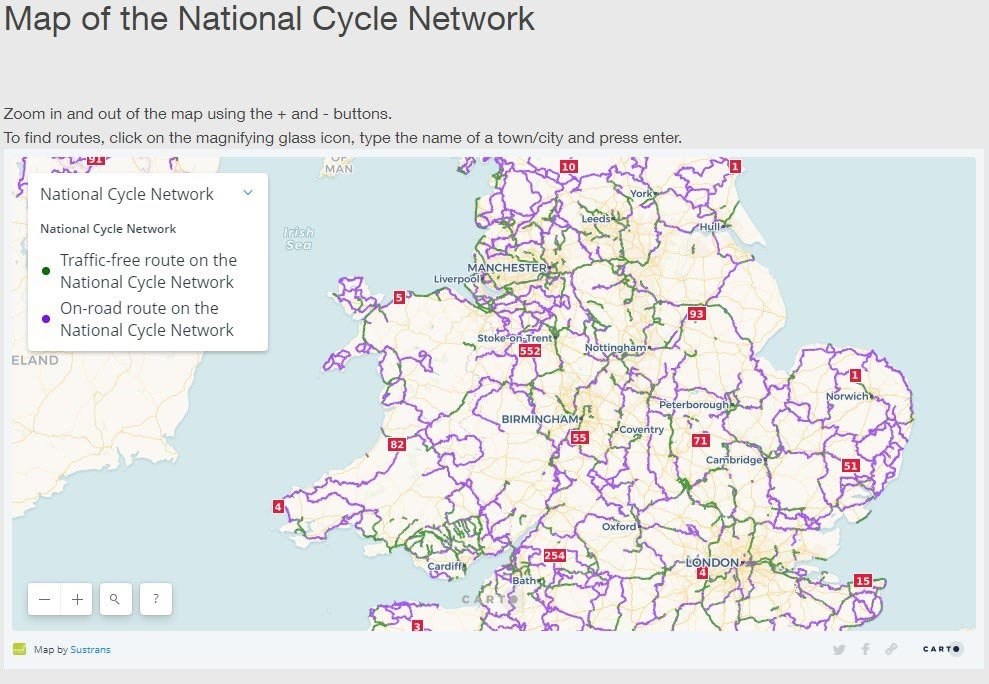 Screenshot of the Sustrans website